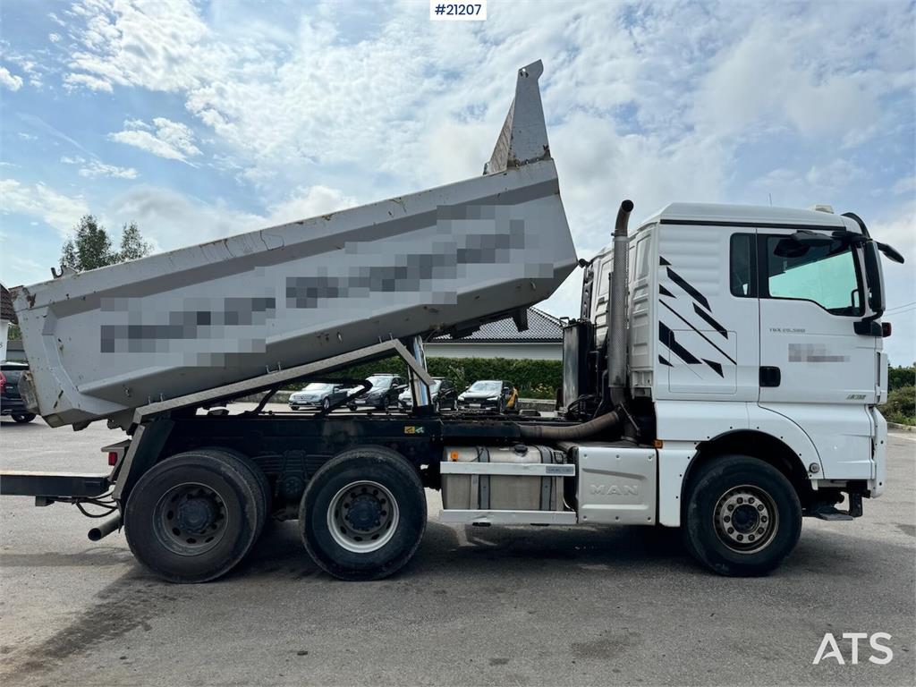MAN TGX 26.580 6x4 snow rigged tipper truck.