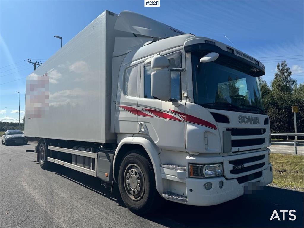 Scania P410 4x2 Box truck w/ full side opening and lift.