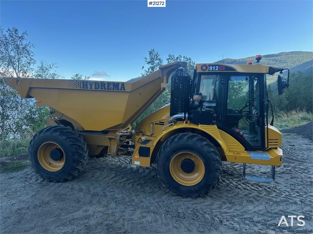 Hydrema 912GS dump truck w/white signs. WATCH VIDEO.