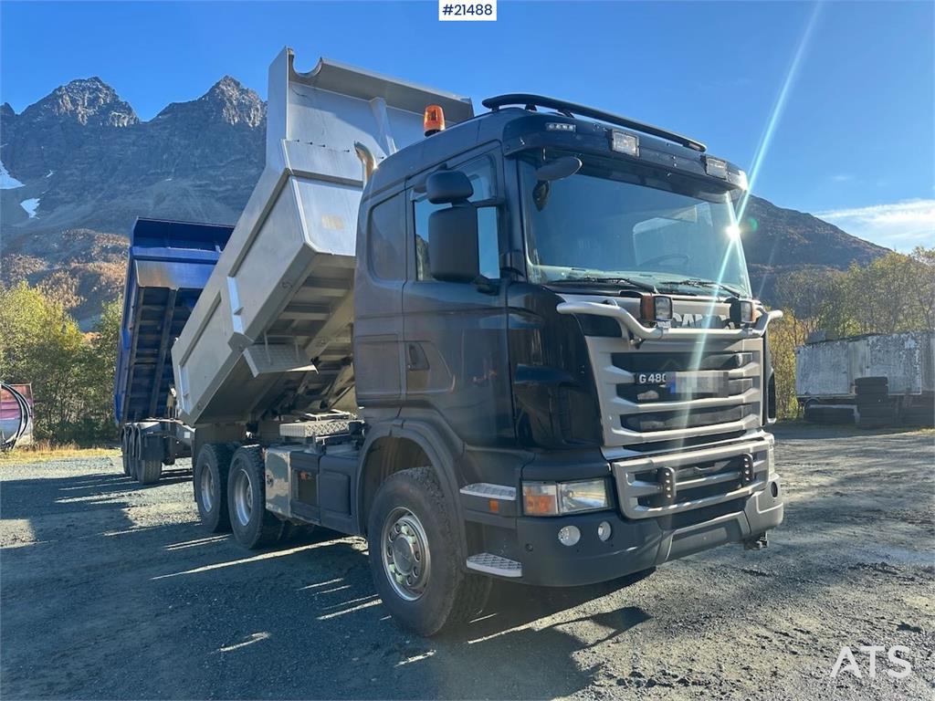 Scania G480 6x4 snow rigged tipper truck w/ two sets of t