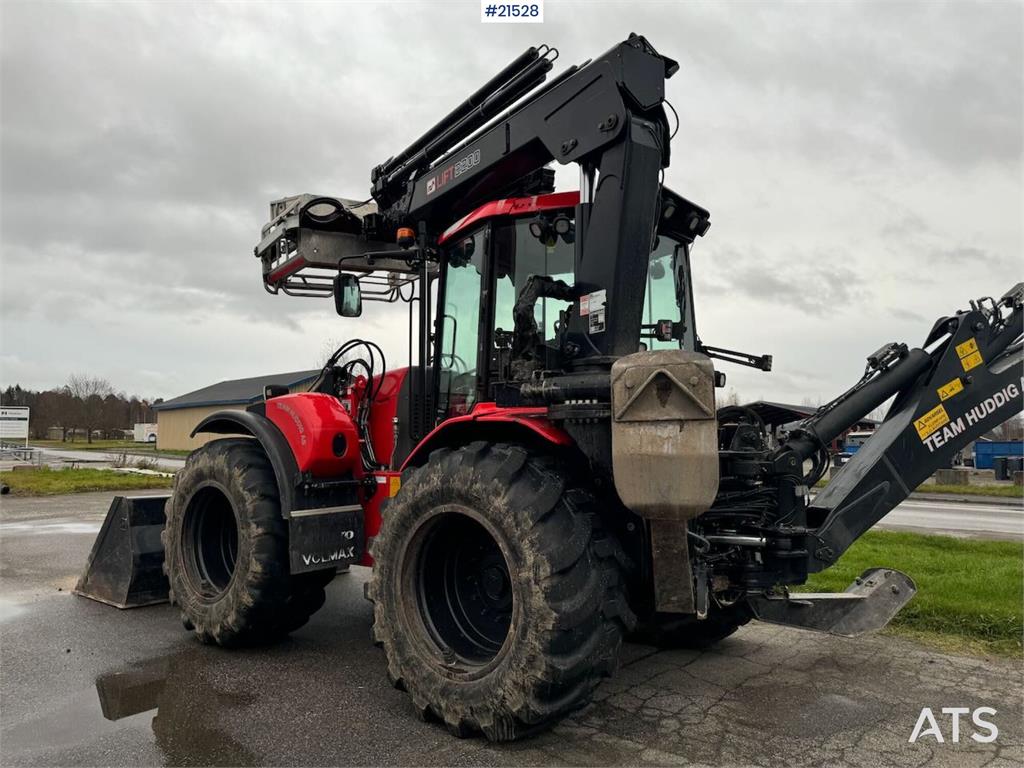 Huddig 1260C Backhoe w/ Palfinger crane, Lift, rototilt a