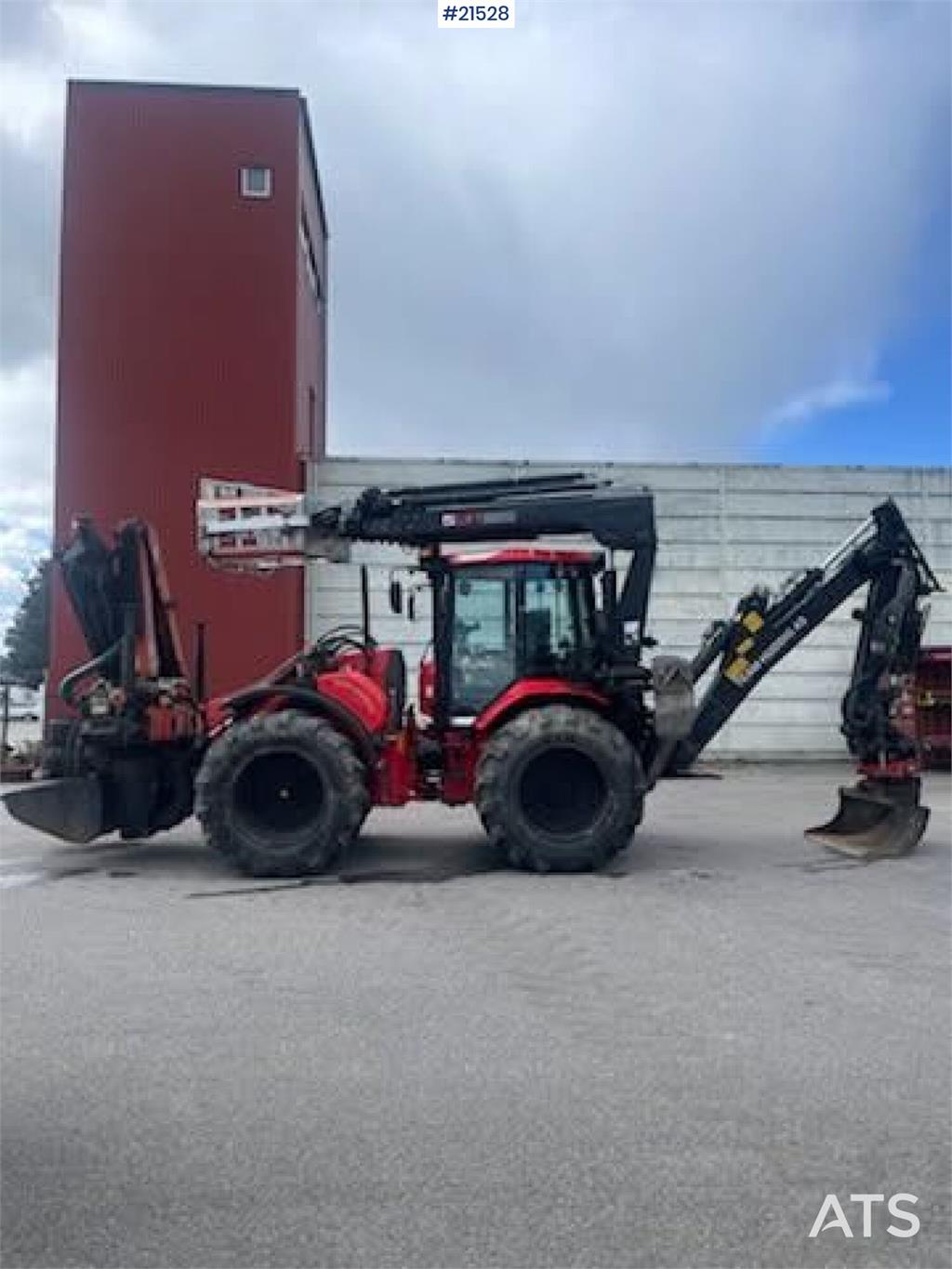 Huddig 1260C Backhoe w/ Palfinger crane, Lift, rototilt a