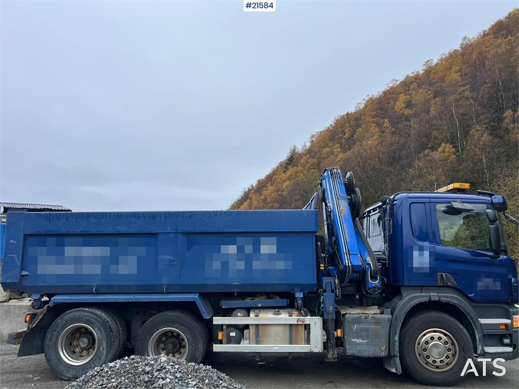 Scania P380 6x2 crane truck w/tipper, w/14t/ and w/Hiab c
