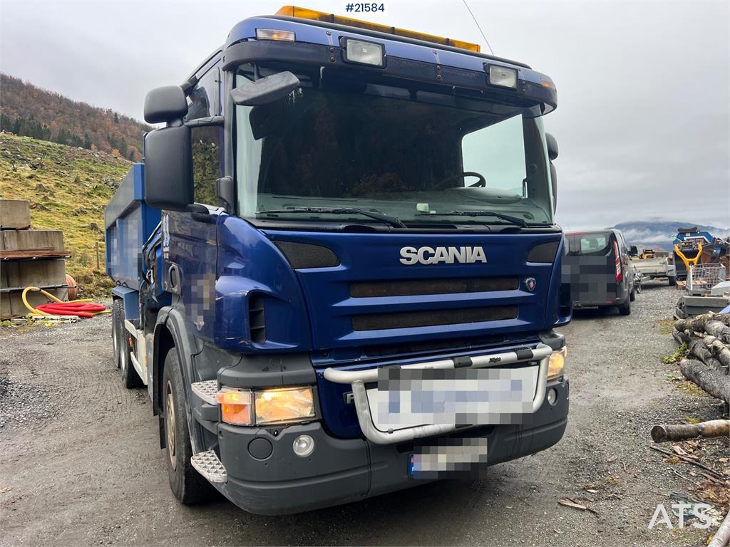 Scania P380 6x2 crane truck w/tipper, w/14t/ and w/Hiab c