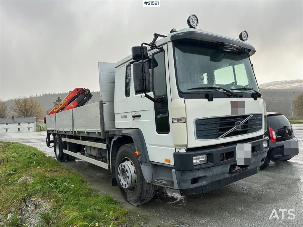 Volvo FL 6 flatbed truck w/ rear mounted crane. WATCH VI