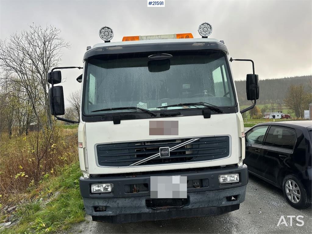 Volvo FL 6 flatbed truck w/ rear mounted crane. WATCH VI