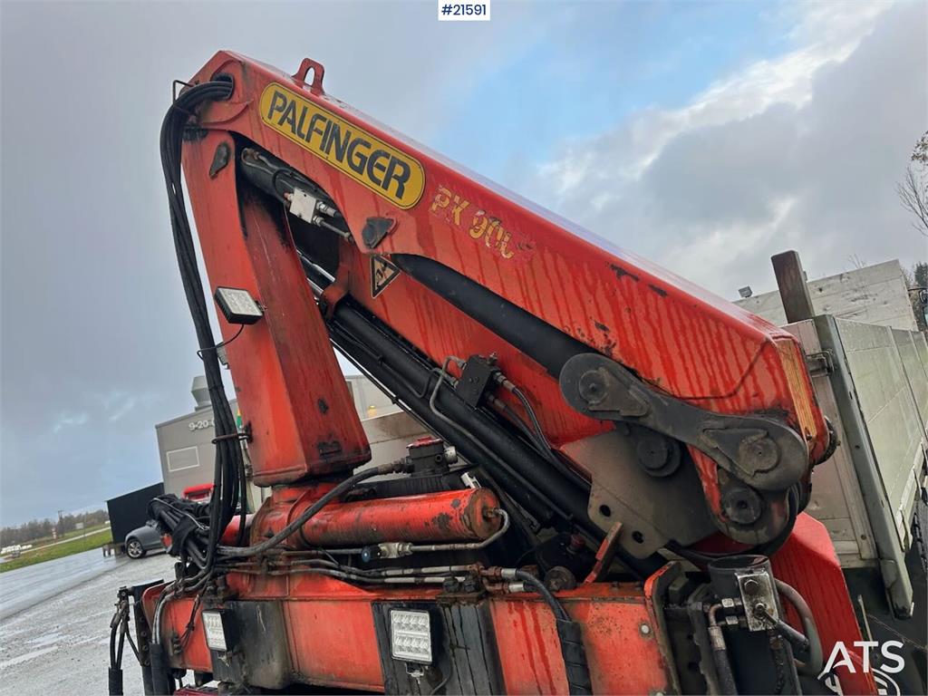 Volvo FL 6 flatbed truck w/ rear mounted crane. WATCH VI