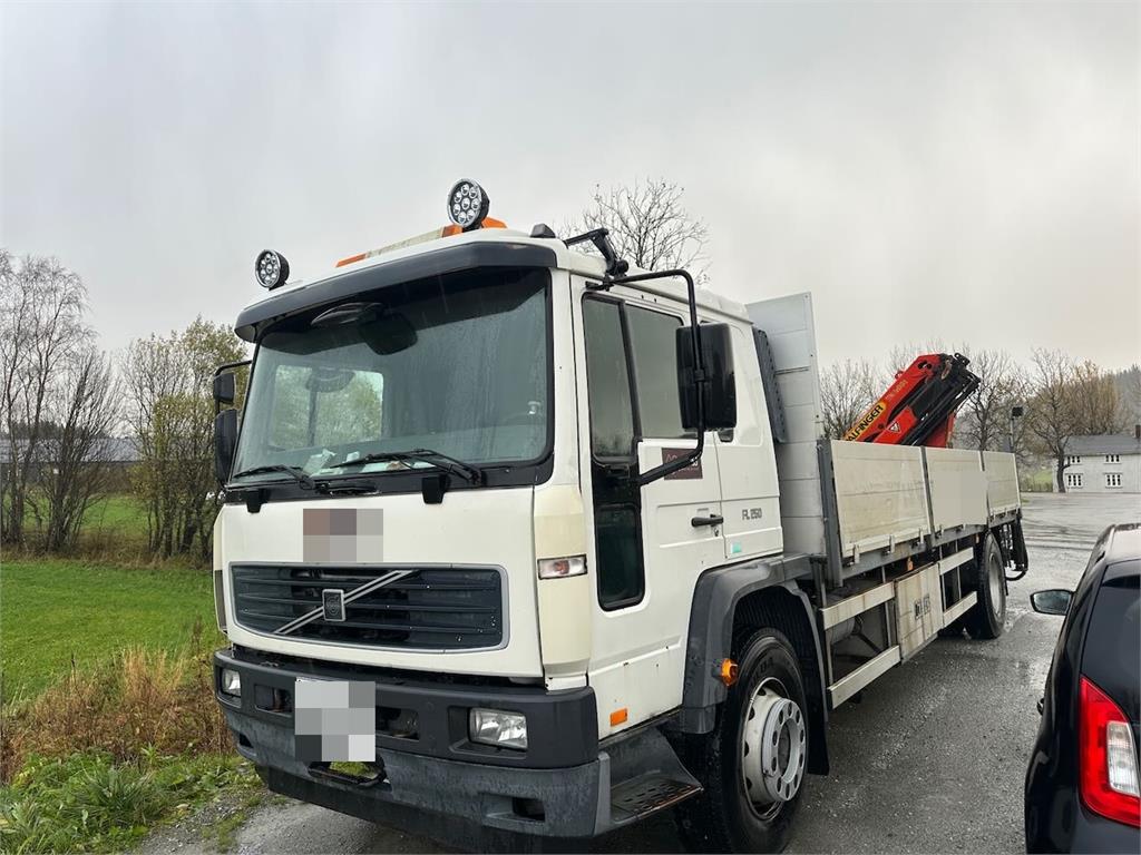 Volvo FL 6 flatbed truck w/ rear mounted crane. WATCH VI