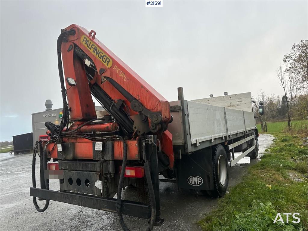 Volvo FL 6 flatbed truck w/ rear mounted crane. WATCH VI