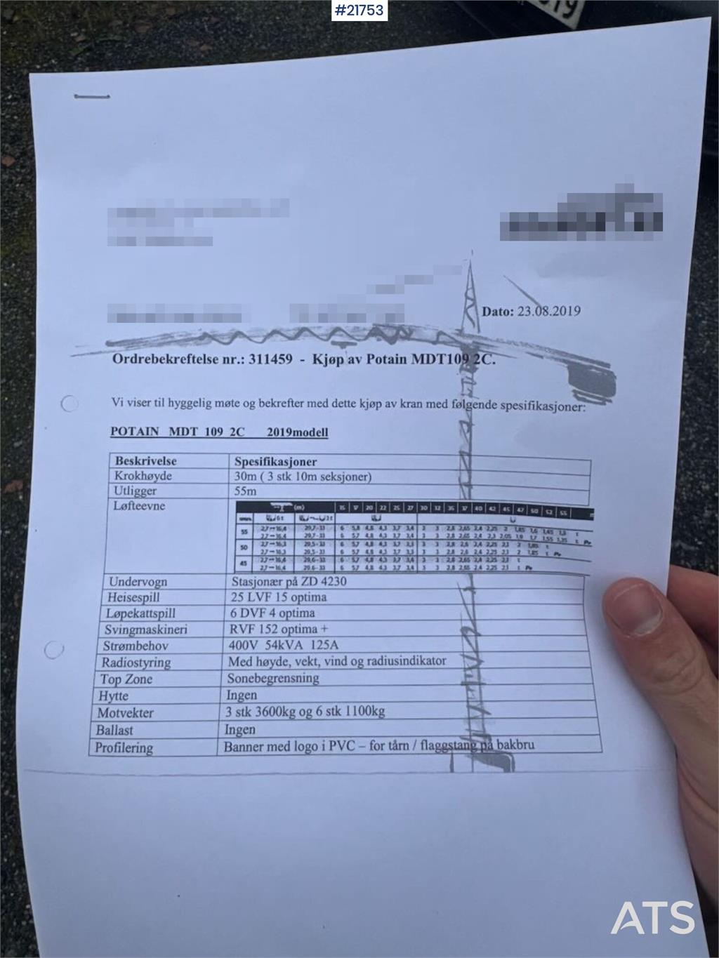 Potain MDT 109 2C Tower Crane