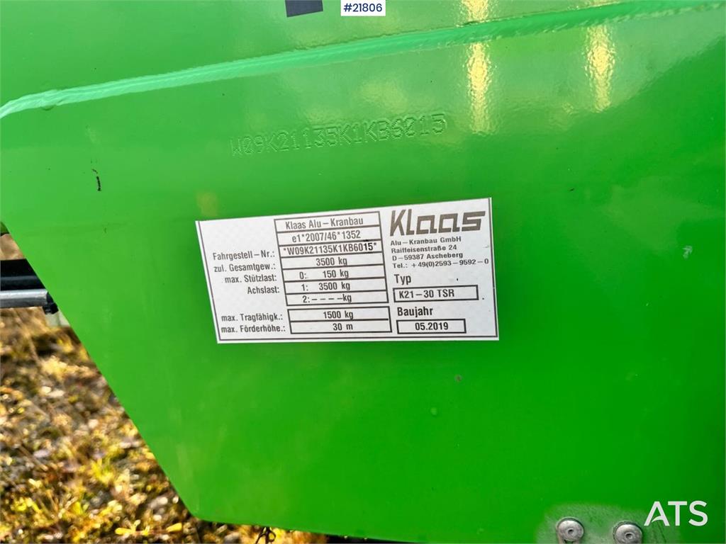 Klaas K21-30 Construction Crane – 340 hours!