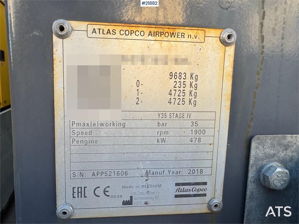 Atlas Copco Y35 Air Compressor on Humbaur chassis.