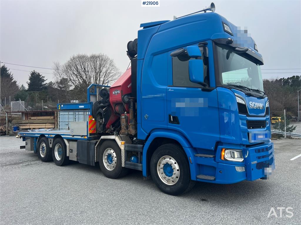 Scania R580 8x2 crane truck w/ 95t/m hmf crane, jib, winc