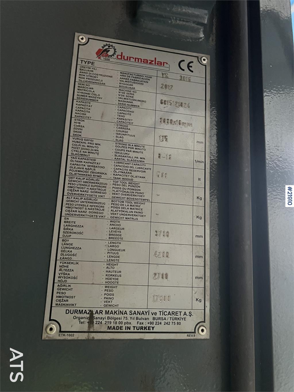 [Other] Durmazlar ys3016 saks til stålplater