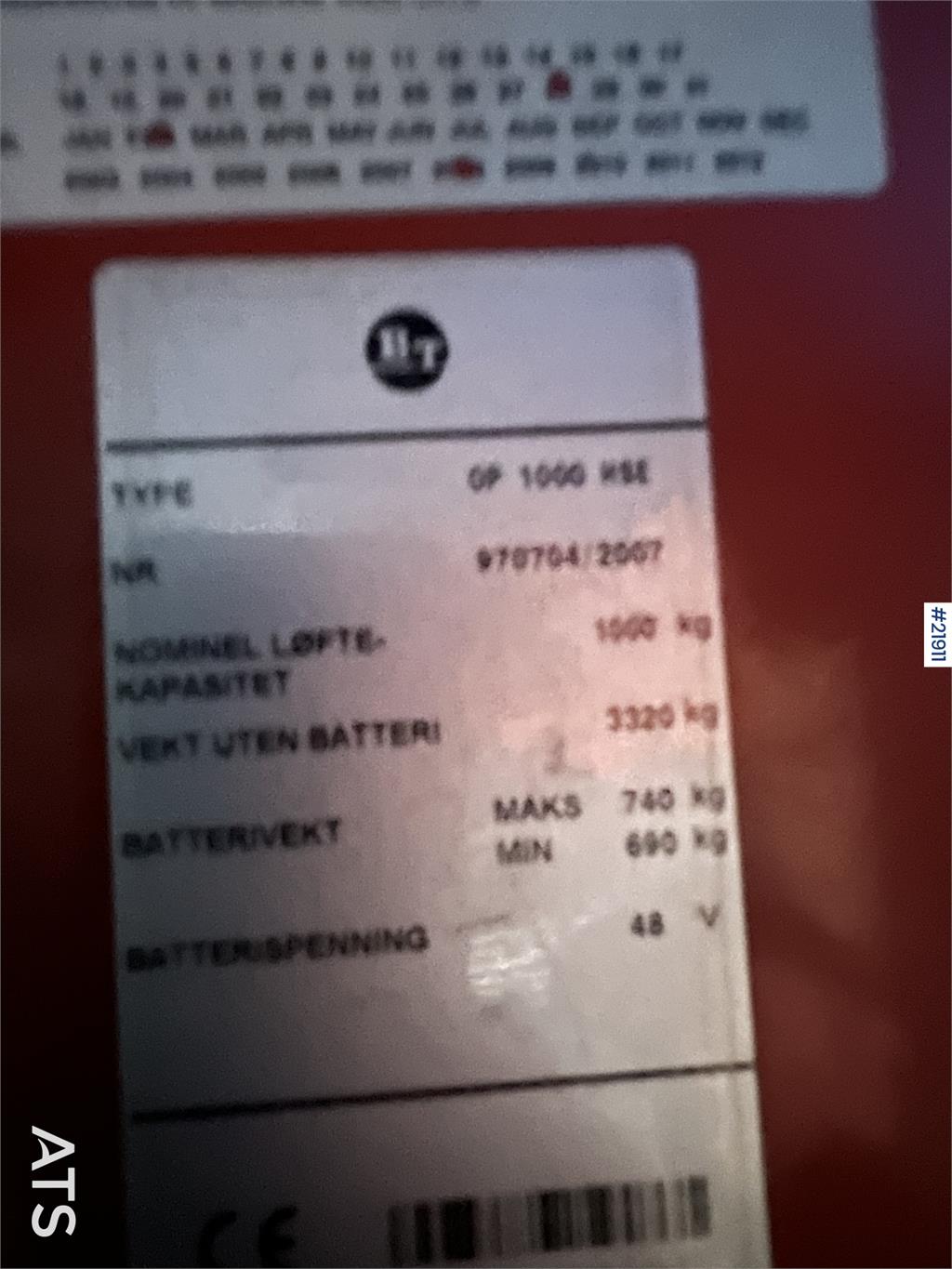 BT OP 1000 HSE Electric truck