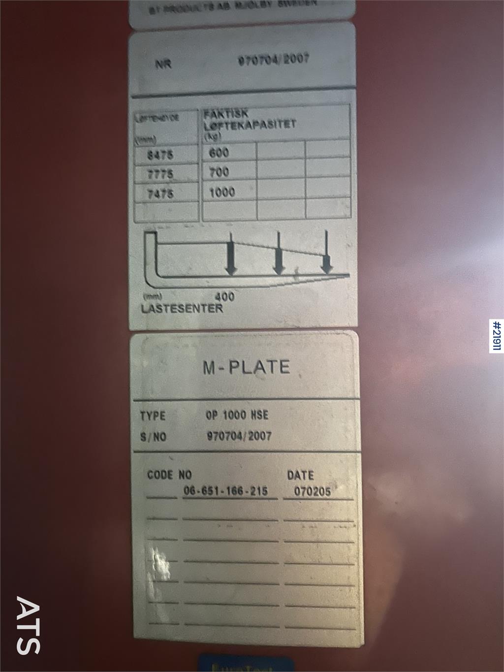 BT OP 1000 HSE Electric truck