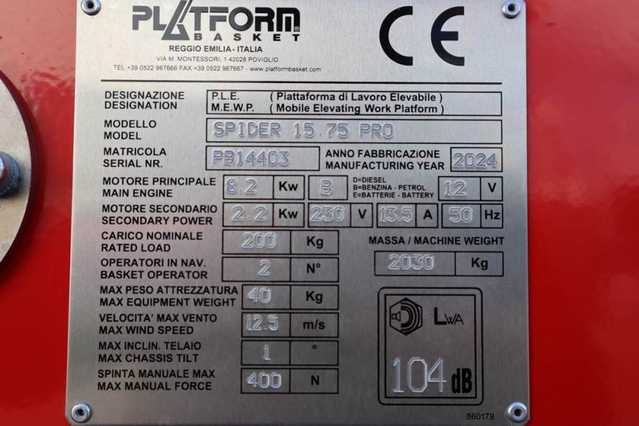 [Other] PLATFORM BAS Spider 15.75 PRO CE Declaration, Vali