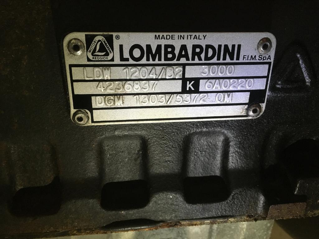 Lombardini LDW1204/B2 GENERATOR 16 KVA USED