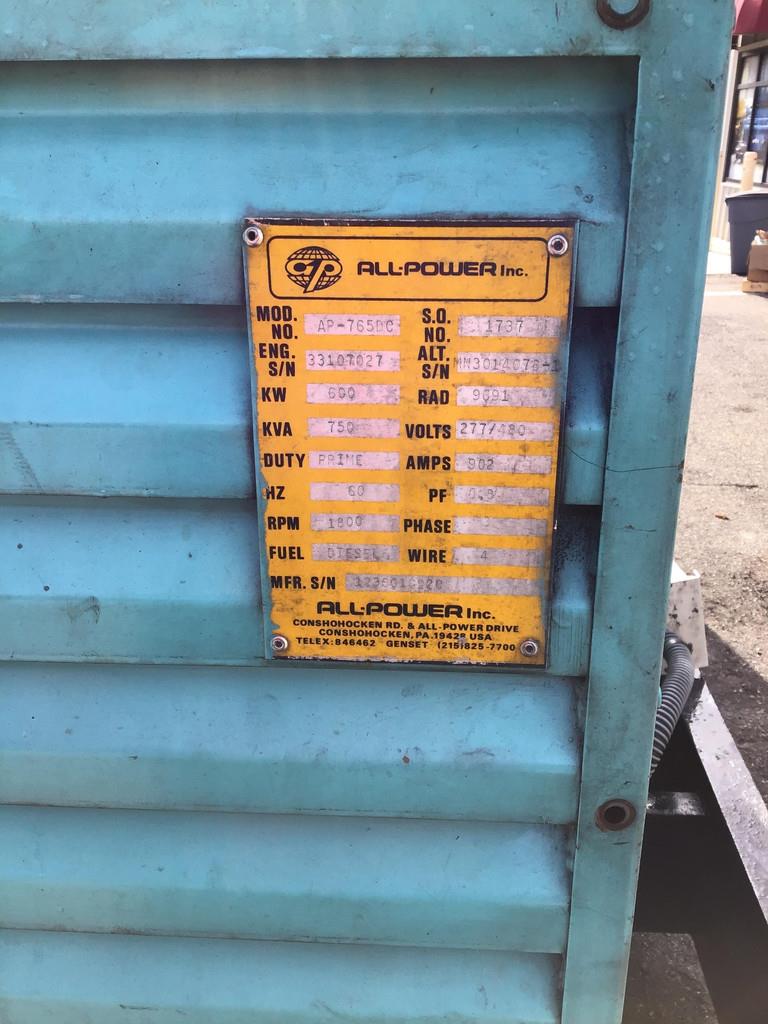 Cummins KTA2300G1 GENERATOR 750KVA USED