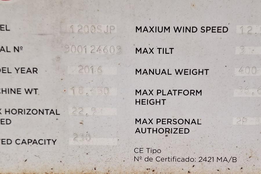 JLG 1200SJP Diesel, 38.7m Working Height, 23.5m Reach,