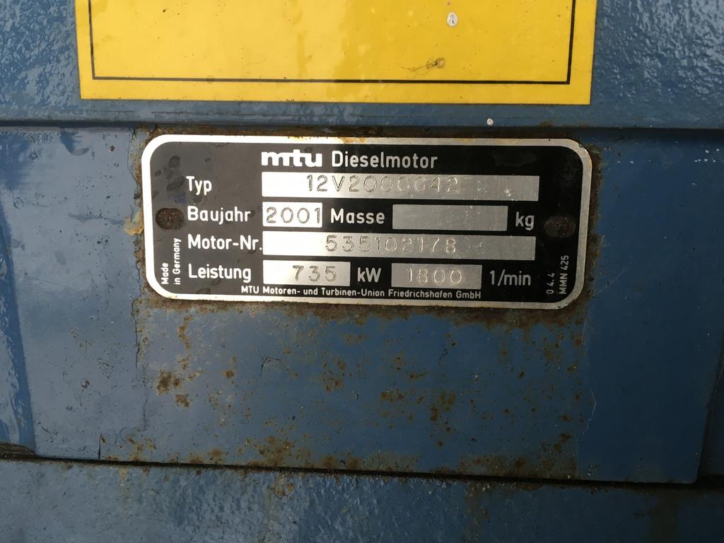 MTU 12V2000G42 GENERATOR 739 KVA USED