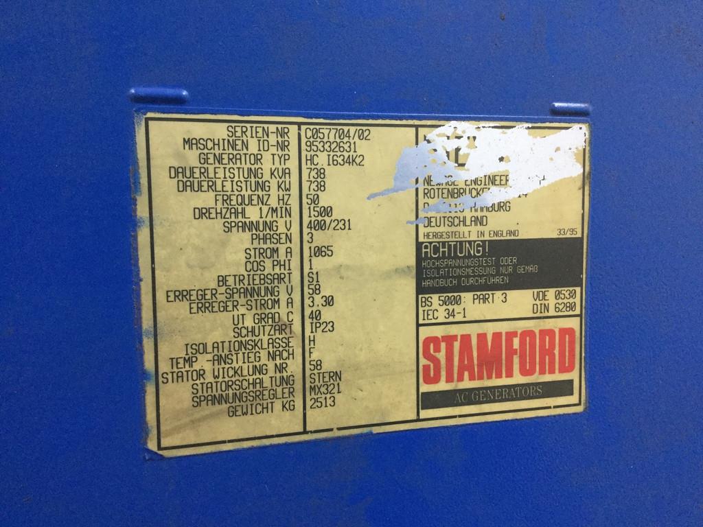 MWM TBG620V12 GENERATOR 738KVA USED