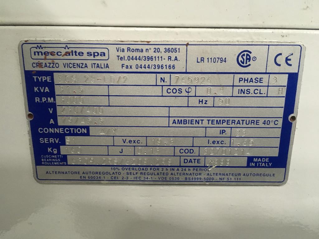 Lombardini LDW 1204 GENERATOR 31.5 KVA USED