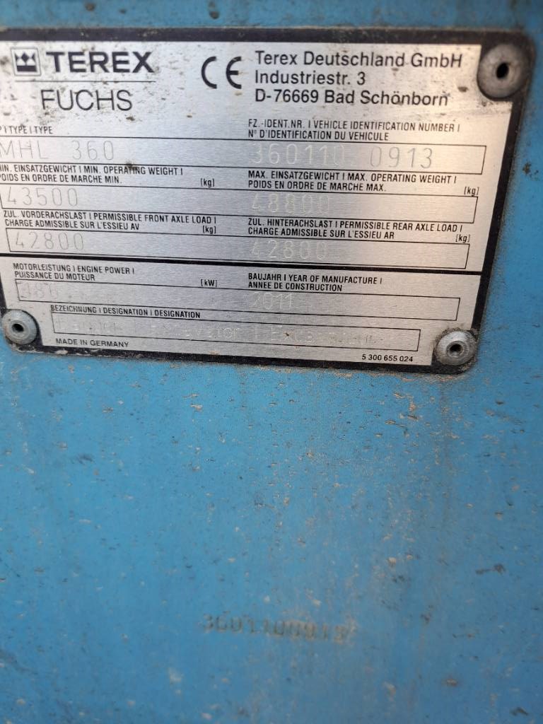 Fuchs MHL360D with low hour engine + grapple