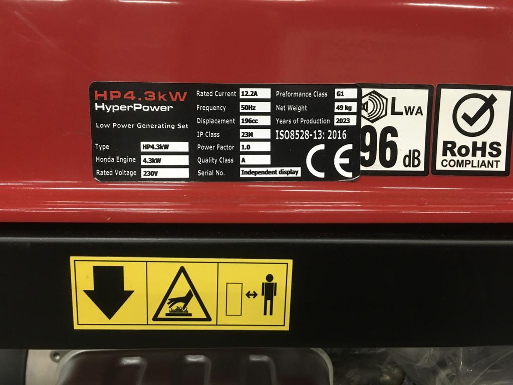 Honda HP 4.3KW GENERATOR NEW