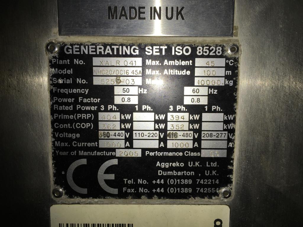 Scania DC16.43A GENERATOR 344KVA USED