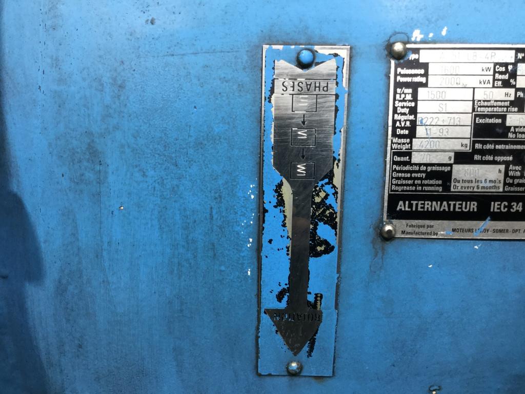 MTU LEROY-SOMER A51L8-4P GENERATOR 2000 KVA USED