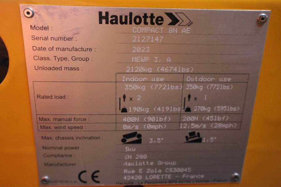 Haulotte Compact 8N Valid inspection, *Guarantee! 8m Workin