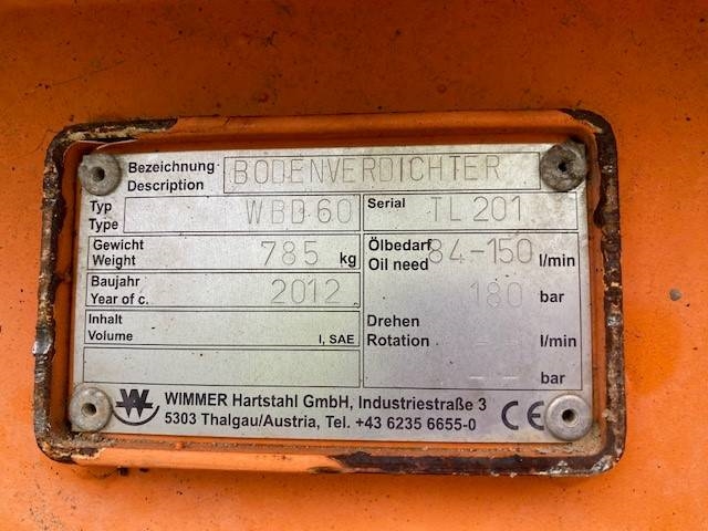 Wimmer WBD 60 Verdichterplatte MIETE / RENTAL (99002207)