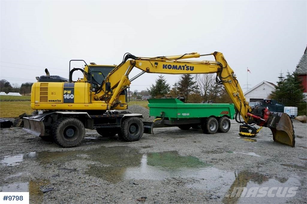Komatsu PW160-8 Wheeled excavator with good tires, rotor t
