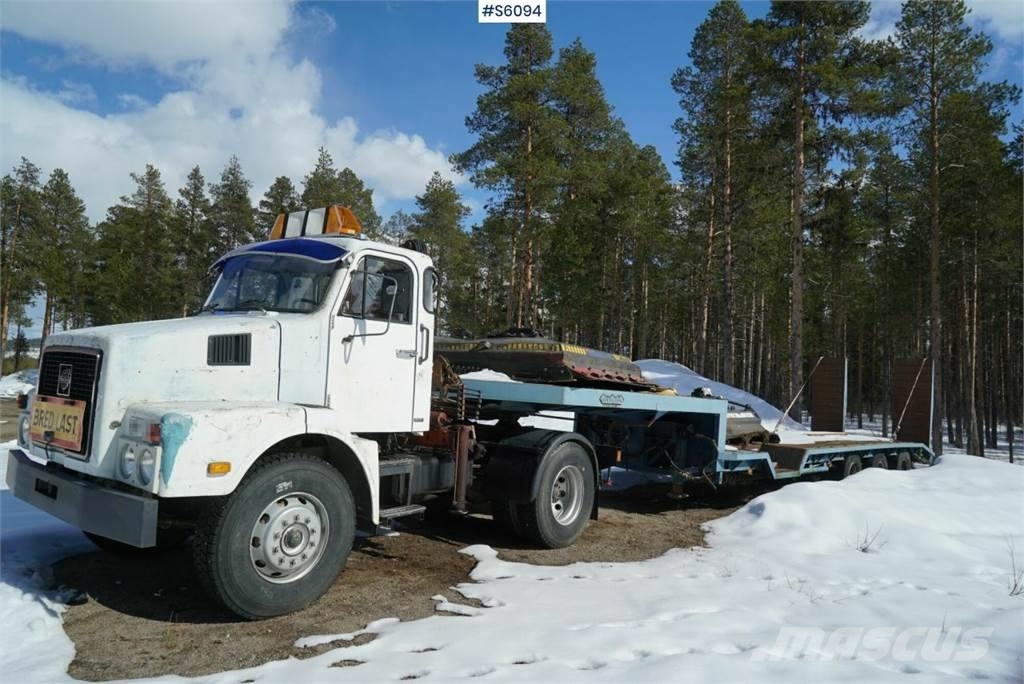 Volvo N 7 OMB BIL CRANE TRUCK WITH MACHINE TRAILER, TRAC, 1974
