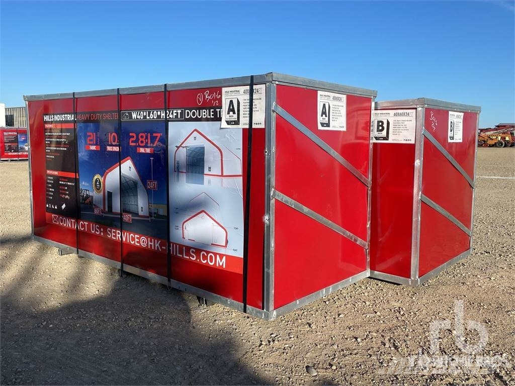 Buy used HILLS INDUSTRIAL 40 ft x 60 ft x 24 ft Double Tr . steel frame